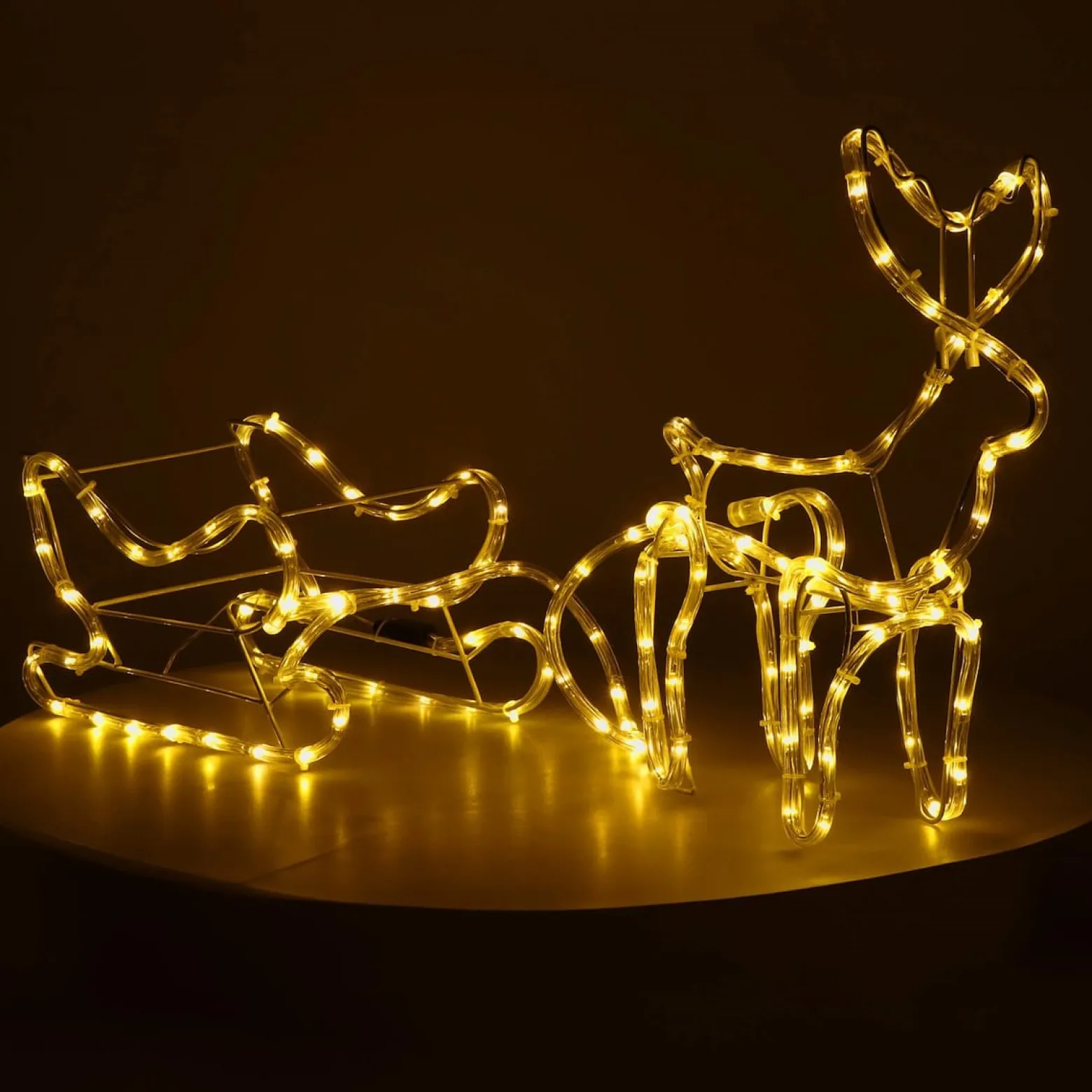 Renifer z saniami Led ozdoba świetlna 100 cm biały ciepły