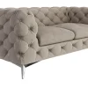 Ropez Chelsea sofa 2 osobowa pikowana beżowa nogi srebrne