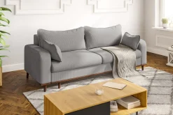 Ropez Beata sofa z funkcją wysokie nóżki sztruks szary