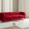 Ropez Chelsea sofa 3 pikowana czerwona nogi czarny mat