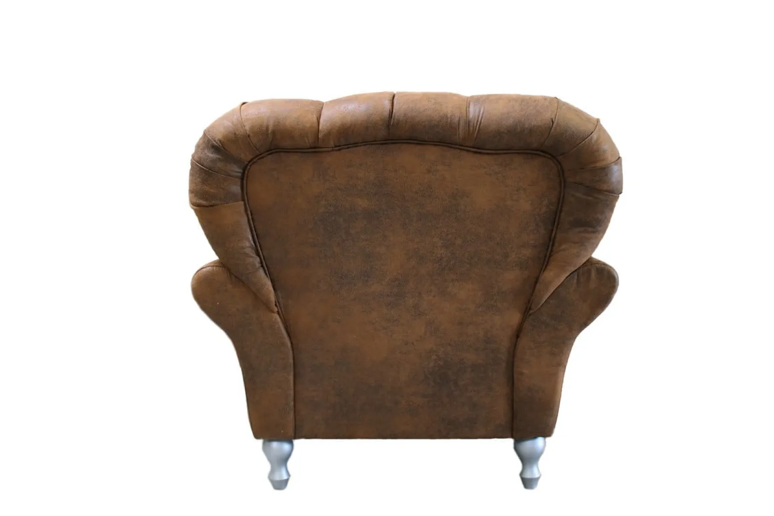 Ropez Chesterfield Jersey fotel pikowany zamsz brązowy