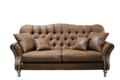 Ropez Chesterfield Jersey sofa 3os. pikowana zamsz brązowy