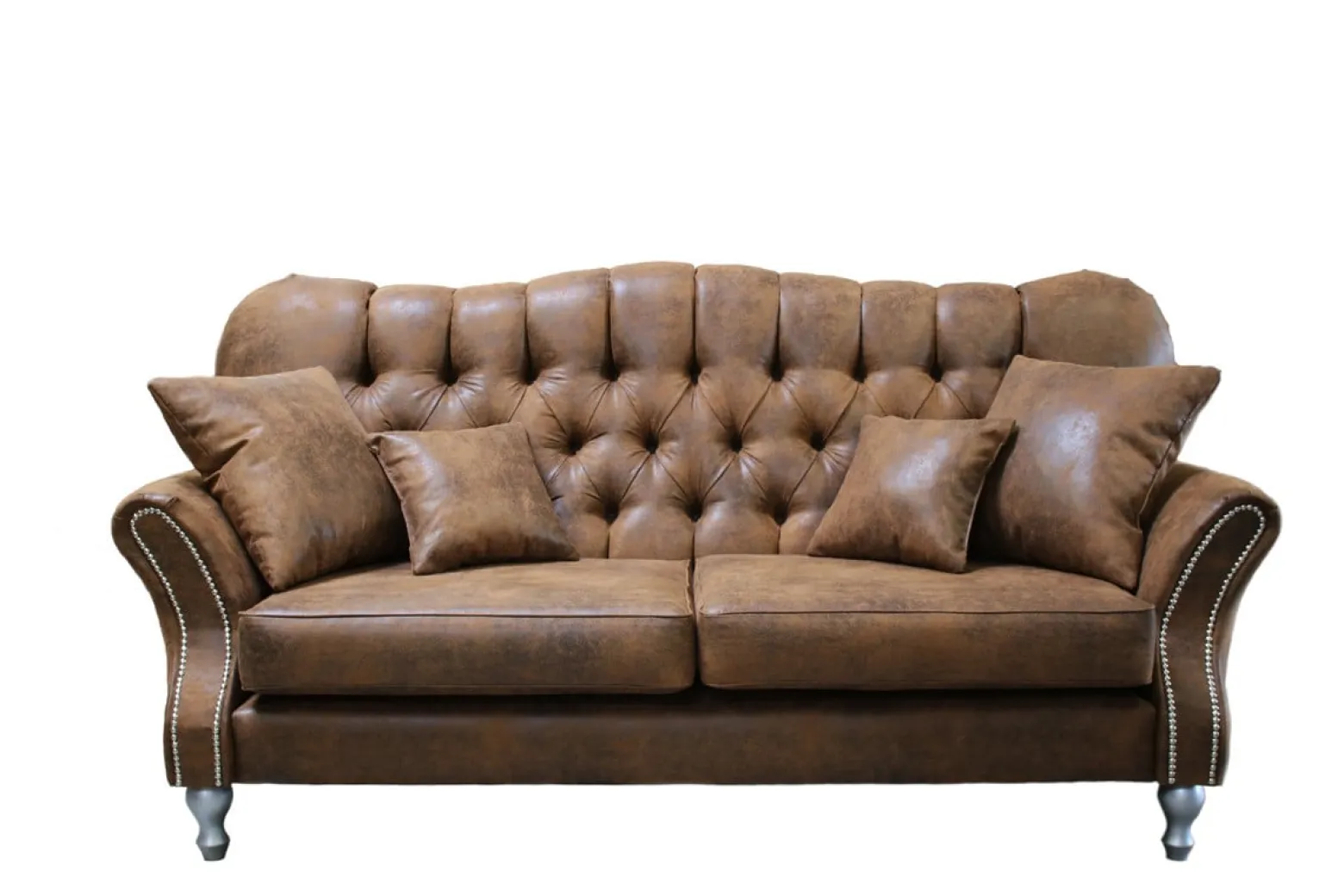 Ropez Chesterfield Jersey sofa 3os. pikowana zamsz brązowy