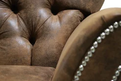 Ropez Chesterfield Jersey sofa 3os. pikowana zamsz brązowy