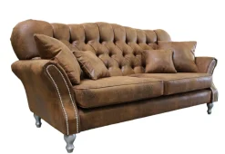 Ropez Chesterfield Jersey sofa 2os. pikowana zamsz brązowy