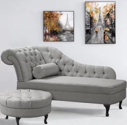 Ropez Chesterfield Pako szezlong lewy mikrofibra szary