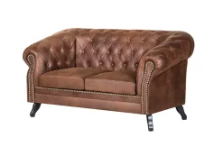 Ropez Chesterfield Sofa 2 os. Pikowana Glasgow zamsz brąz