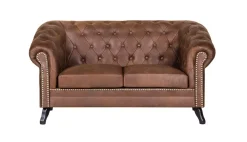 Ropez Chesterfield Sofa 2 os. Pikowana Glasgow zamsz brąz