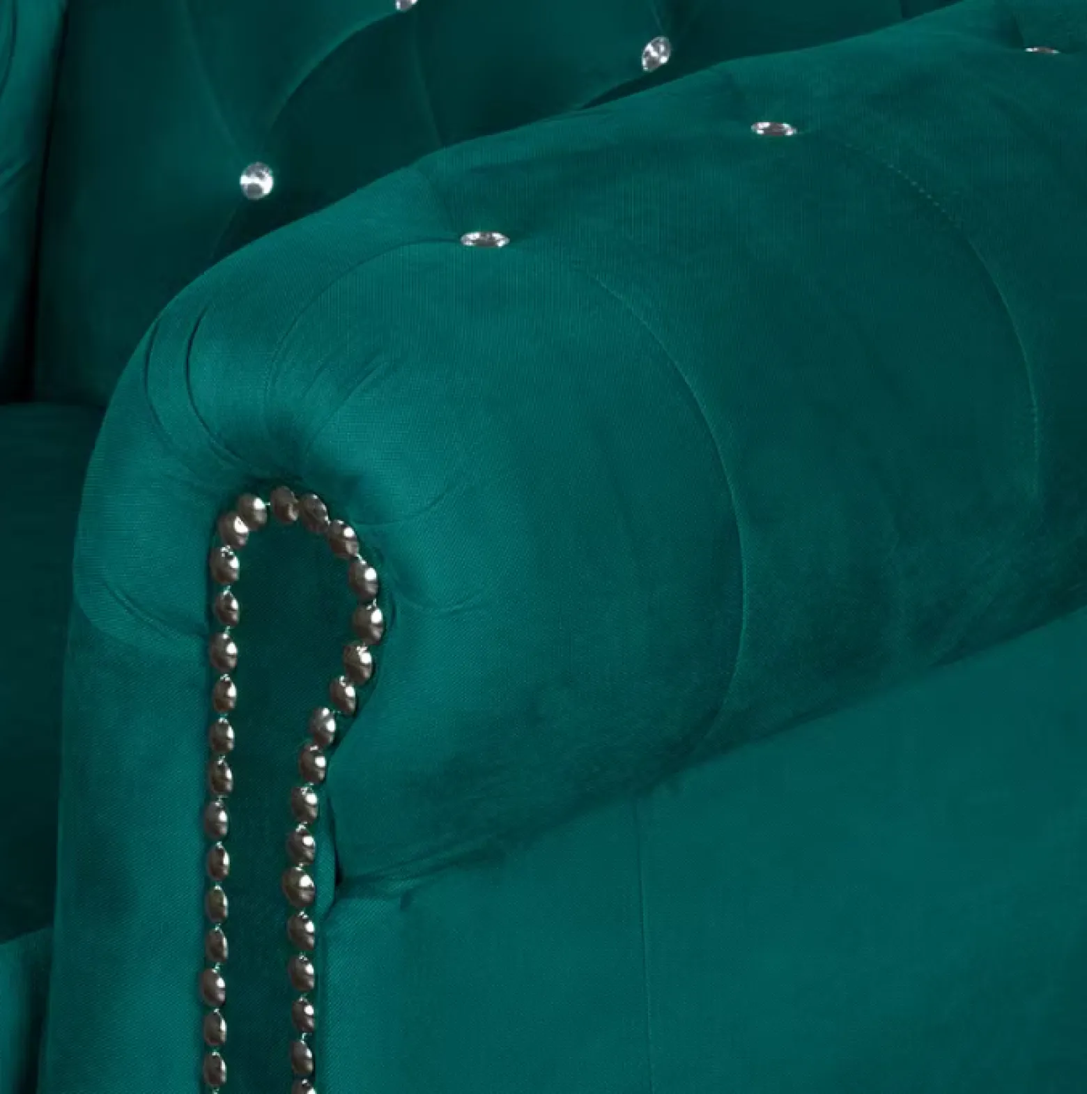 Ropez Chesterfield York Blink 2 kryształki welur turkusowy