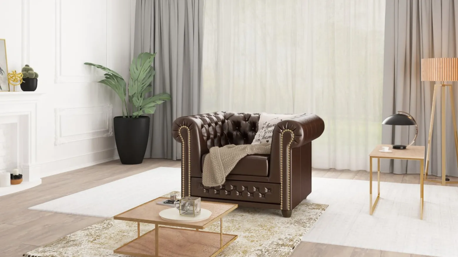 Ropez Chesterfield York fotel pikowany ekoskóra Mg 14
