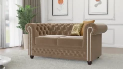 Ropez Chesterfield York sofa 2 os. pikowana welur Riviera 24