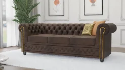 Ropez Chesterfield York sofa 3 osobowa pikowana zamsz Gobi 4