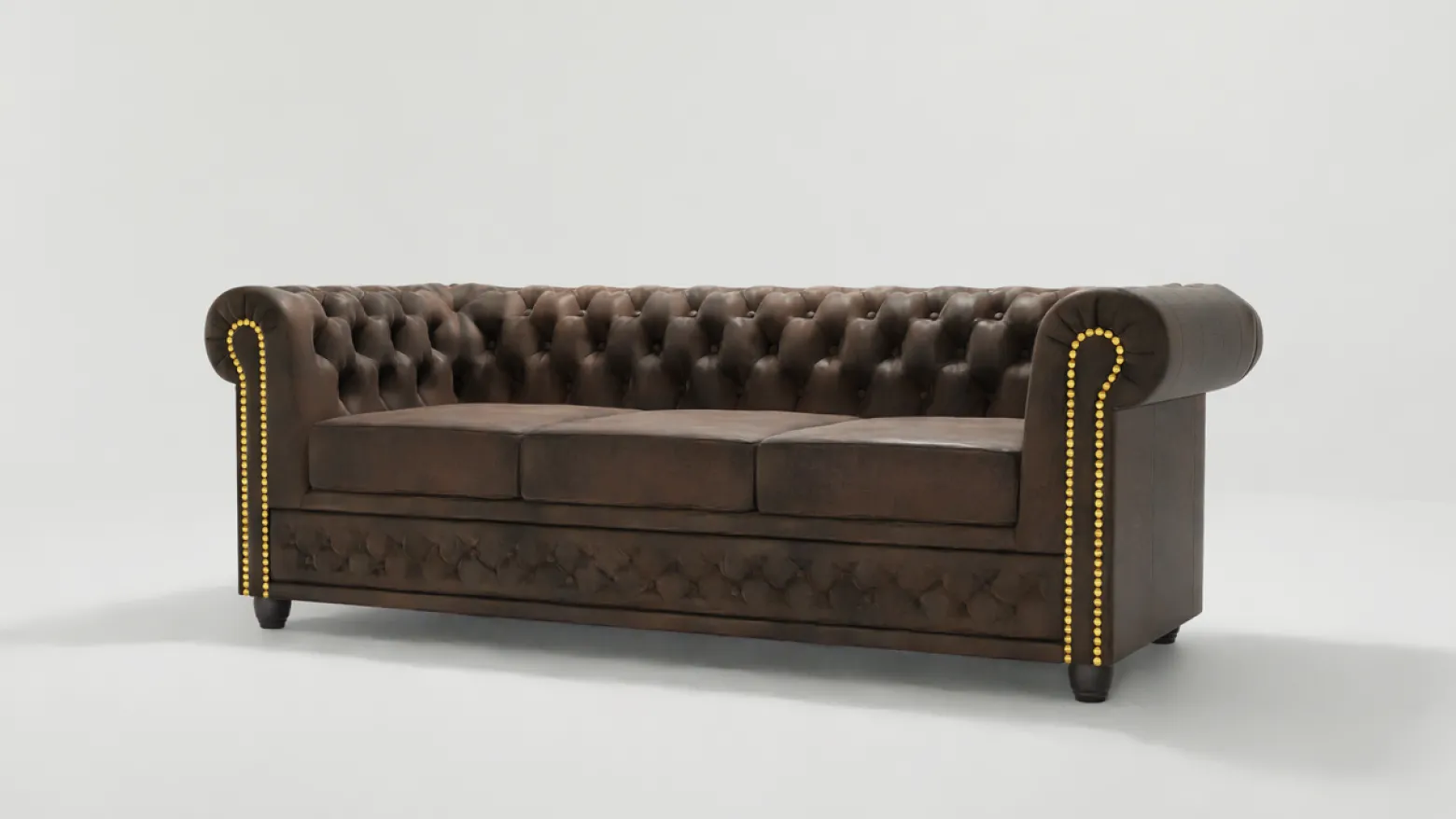 Ropez Chesterfield York sofa 3 osobowa pikowana zamsz Gobi 4