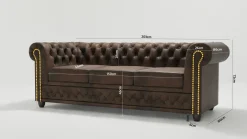 Ropez Chesterfield York sofa 3 osobowa pikowana zamsz Gobi 4
