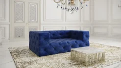 Ropez Fresco sofa 2 osobowa pikowana welur granatowy