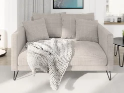 Ropez Freya sofa 2 osobowa nogi metalowe wysokie szenil zimny beż Flow 01