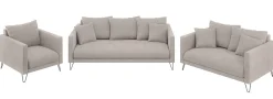 Ropez Freya sofa 2 osobowa nogi metalowe wysokie szenil zimny beż Flow 01