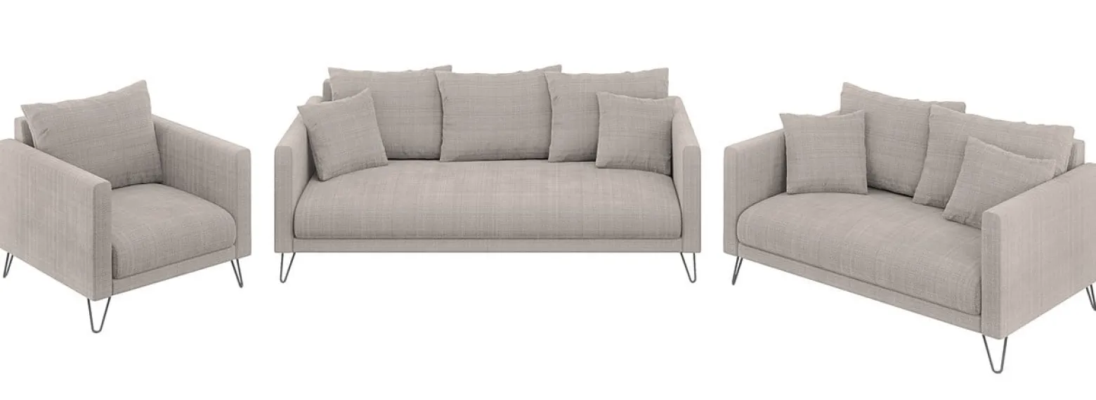 Ropez Freya sofa 2 osobowa nogi metalowe wysokie szenil zimny beż Flow 01