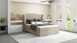 Ropez Montana 140x200 łóżko z topperem i pojemnikami beżowy