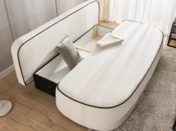Ropez Saga Kids sofa z funkcją i pojemnikiem tkanina plusz biały