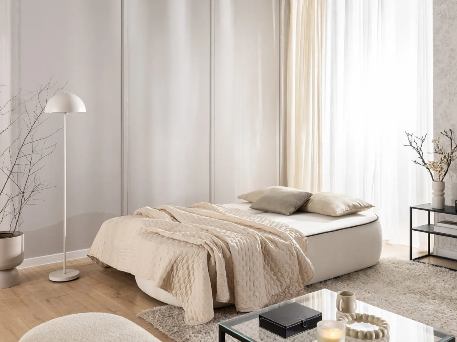 Ropez Saga Kids sofa z funkcją i pojemnikiem tkanina plusz biały