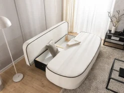 Ropez Saga Kids sofa z funkcją i pojemnikiem tkanina plusz biały
