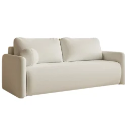 Rozkładana sofa w modnej kremowej tkaninie boucle 219cm LUNS