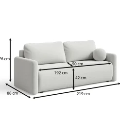 Rozkładana sofa w modnej kremowej tkaninie boucle 219cm LUNS
