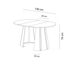 Rozkładany stół do jadalni SILVA, ø100 cm (+ 40 cm)