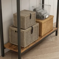 Rustykalna konsola 100 cm szafka loft metalowy stelaż brązowy blat regał