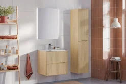 Ryflowane meble NORDIC CREMONA DĄB szafka z blatem 60 cm i słupek