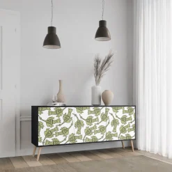 SEEDLING SONGBIRD Komoda 3 drzwi Czarna-Bukowa skośna