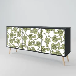 SEEDLING SONGBIRD Komoda 3 drzwi Czarna-Bukowa skośna