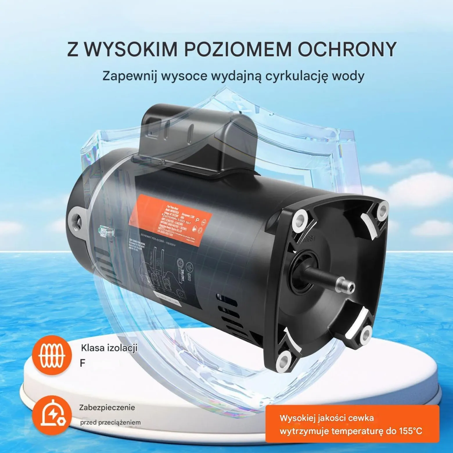 Silnik do Pompy Basenowej 1,5KM 115/230V 3450 obr. profesjonalny