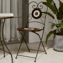 Składane krzesła bistro, 2 szt,. terakotowo-białe, ceramiczne
