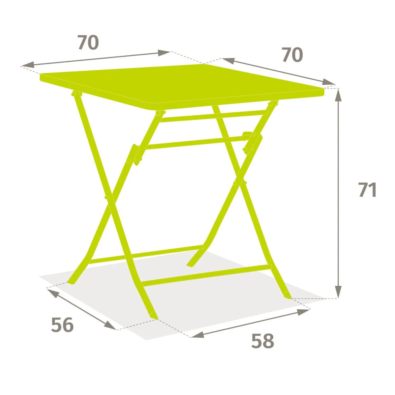Składany stolik balkonowy, 70 cm, GREENSBORO