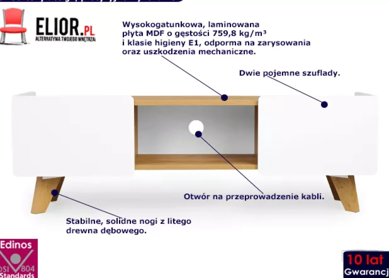 Skandynawska szafka RTV na nóżkach - Orax