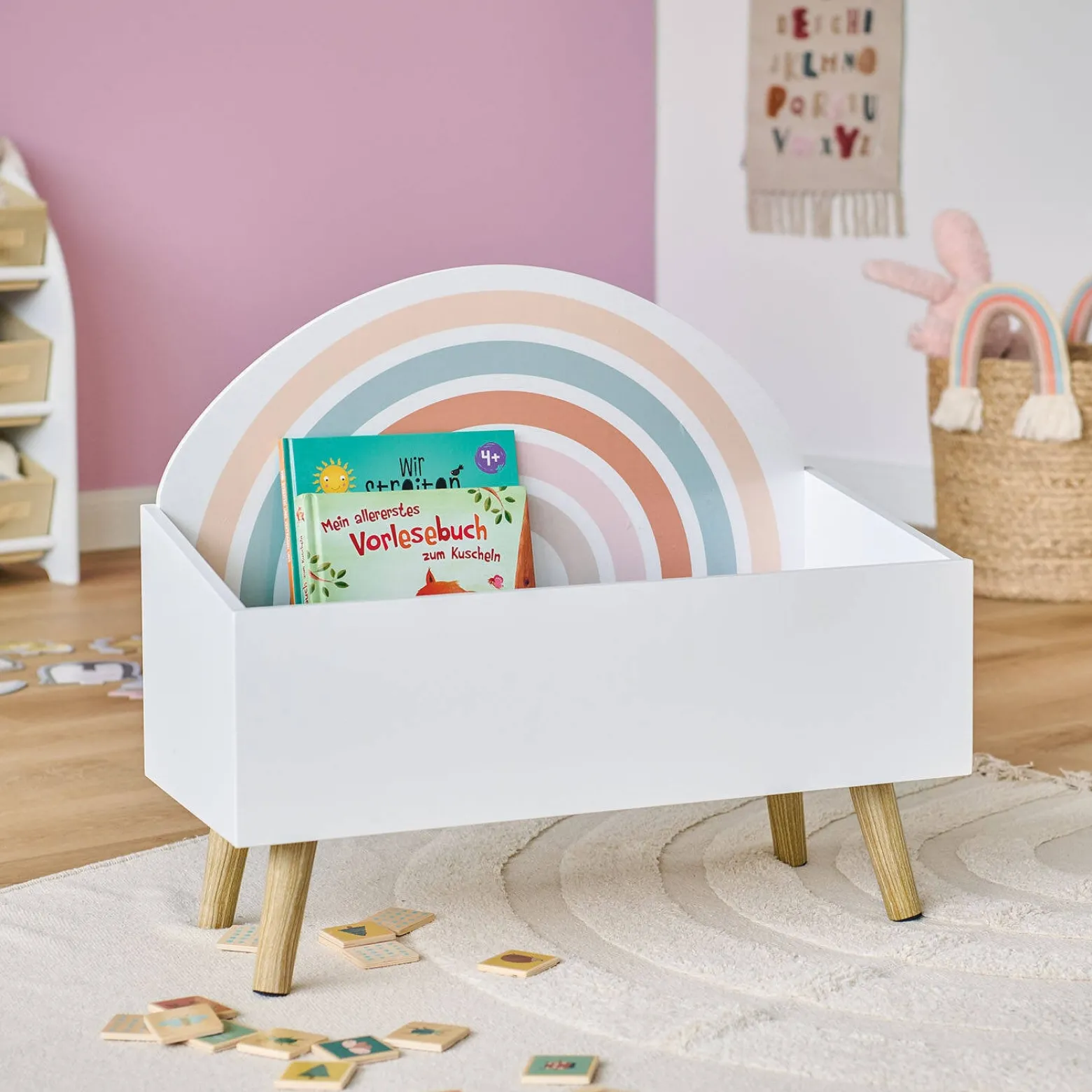 Skrzynia na zabawki RAINBOW, MDf + sosna