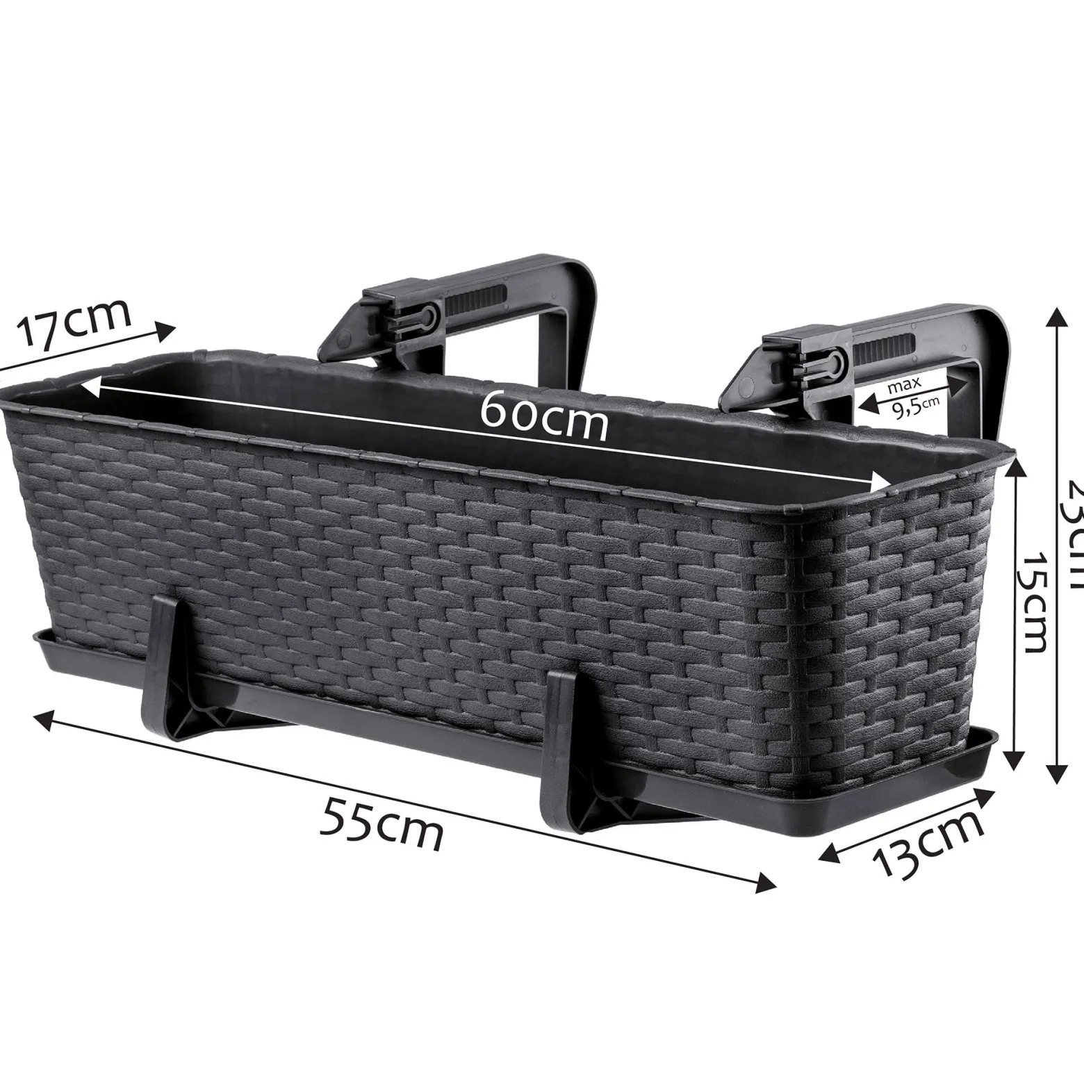Skrzynka Balkonowa Doniczka Uchwyty Podstawka 60cm