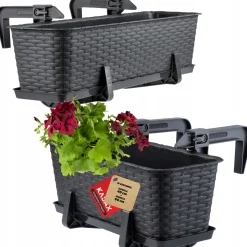 Skrzynka Doniczka Balkonowa Uchwyty Zestaw 40+60cm