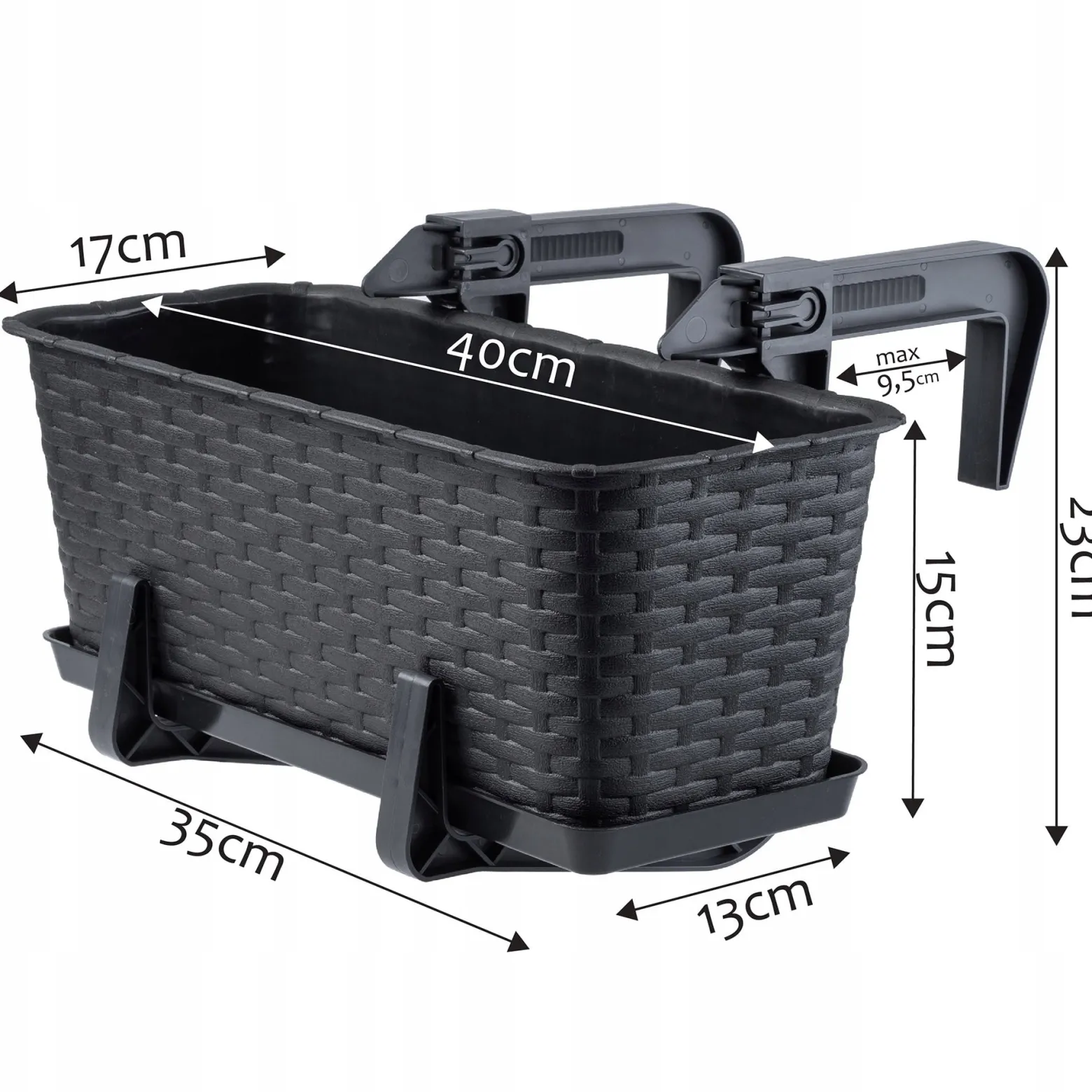 Skrzynka Doniczka Balkonowa Uchwyty Zestaw 40+60cm