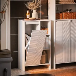 SoBuy Komoda na bieliznę z 1 drzwiami Biały 30x50x86cm Klasyczny BZR156-W