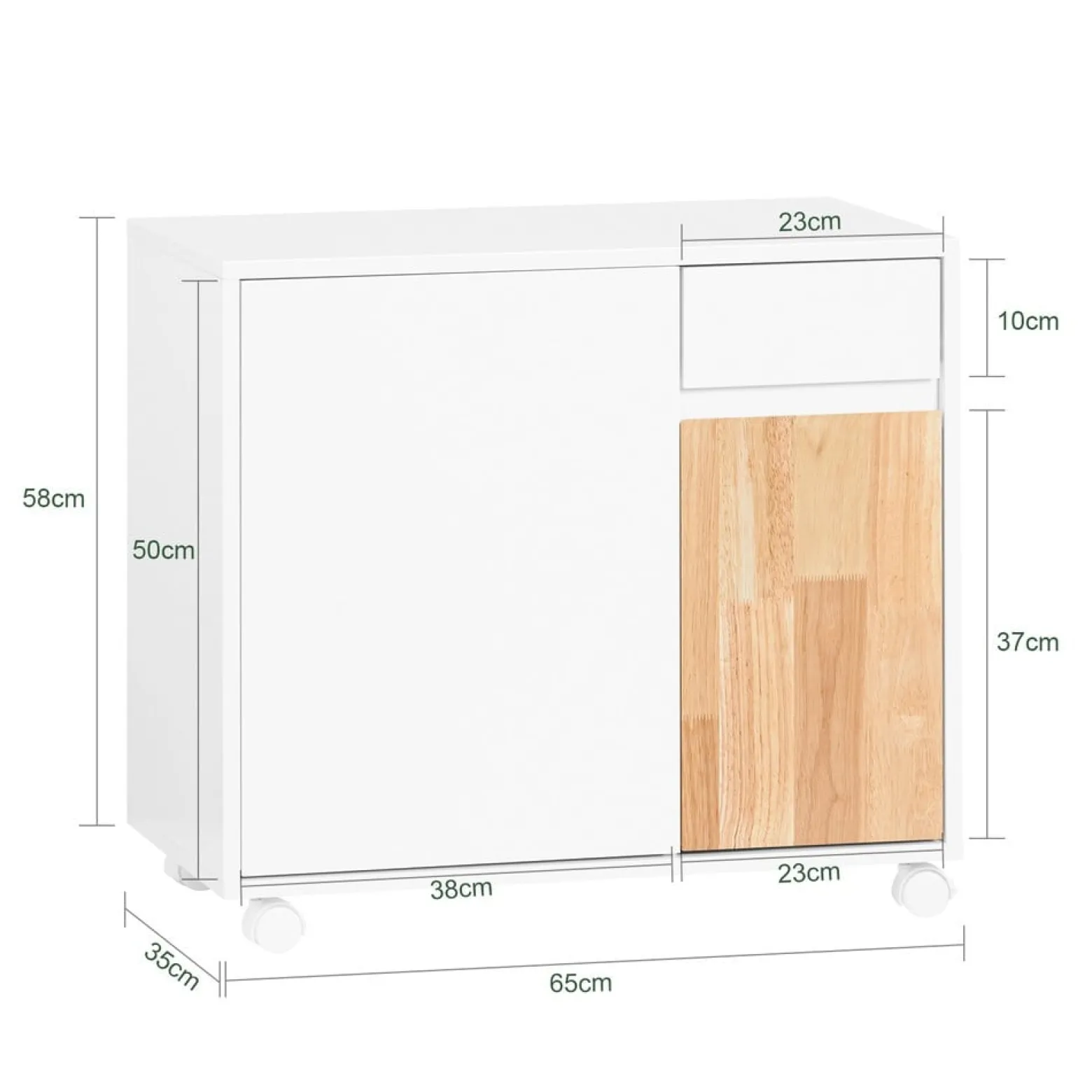 SoBuy Kontener biurowy z 1 szufladą 65x35x58cm Nowoczesny ASK04-NW