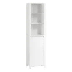 SoBuy Słupek łazienkowy z 1 drzwiami Biały 45x35x170cm Nowoczesny BZR102-W