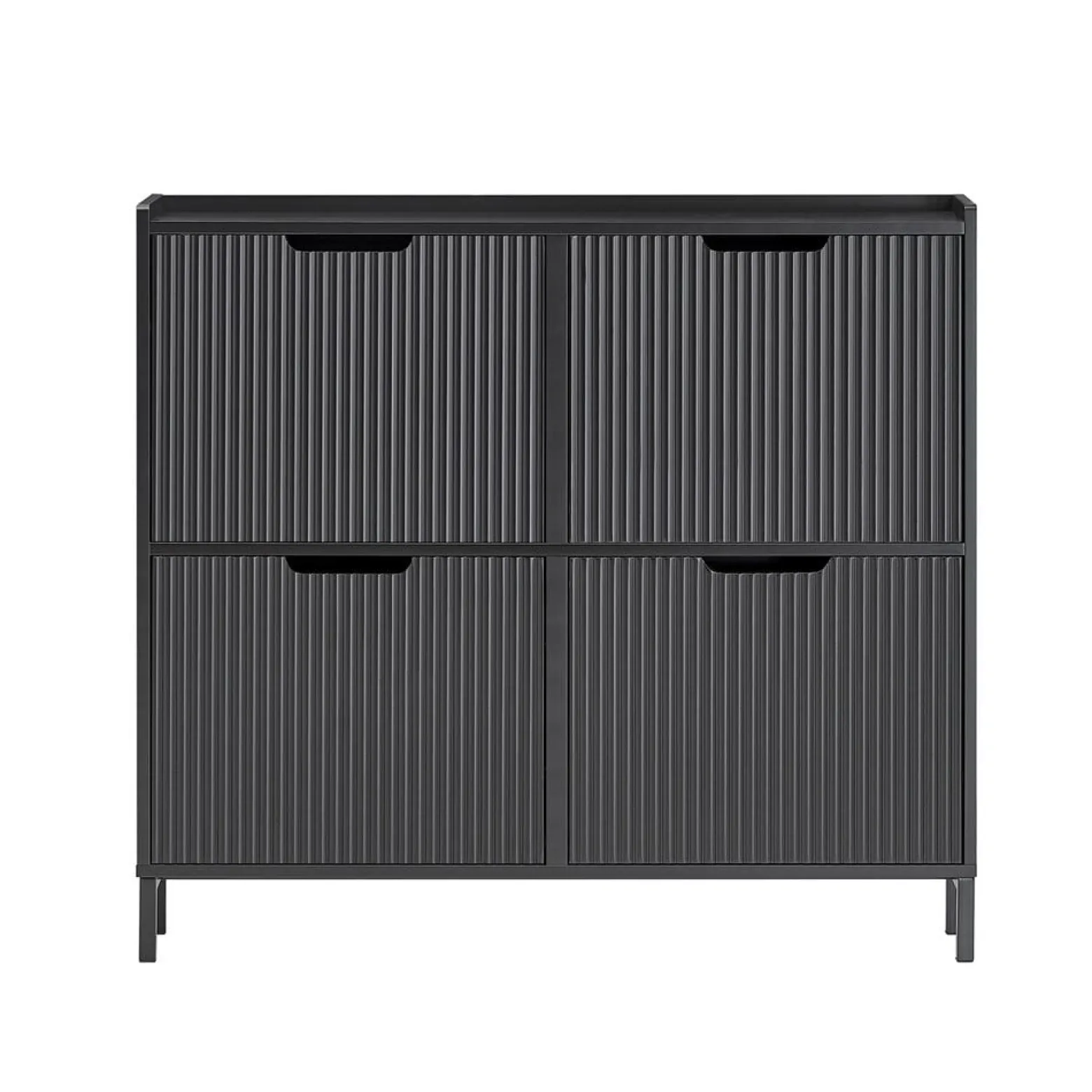 SoBuy Szafka na buty z 4 drzwiami Czarny 100x19x90.5cm FSR177-L-SCH
