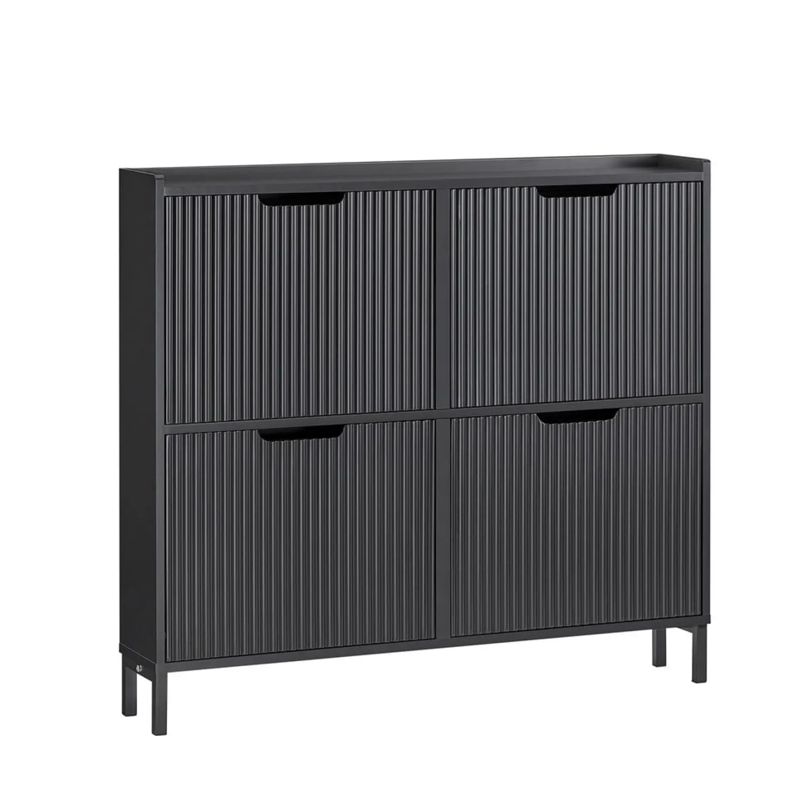 SoBuy Szafka na buty z 4 drzwiami Czarny 100x19x90.5cm FSR177-L-SCH