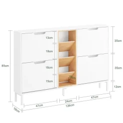 SoBuy Szafka na buty z czterema drzwiczkami 126x19x85.5cm FSR183-NW