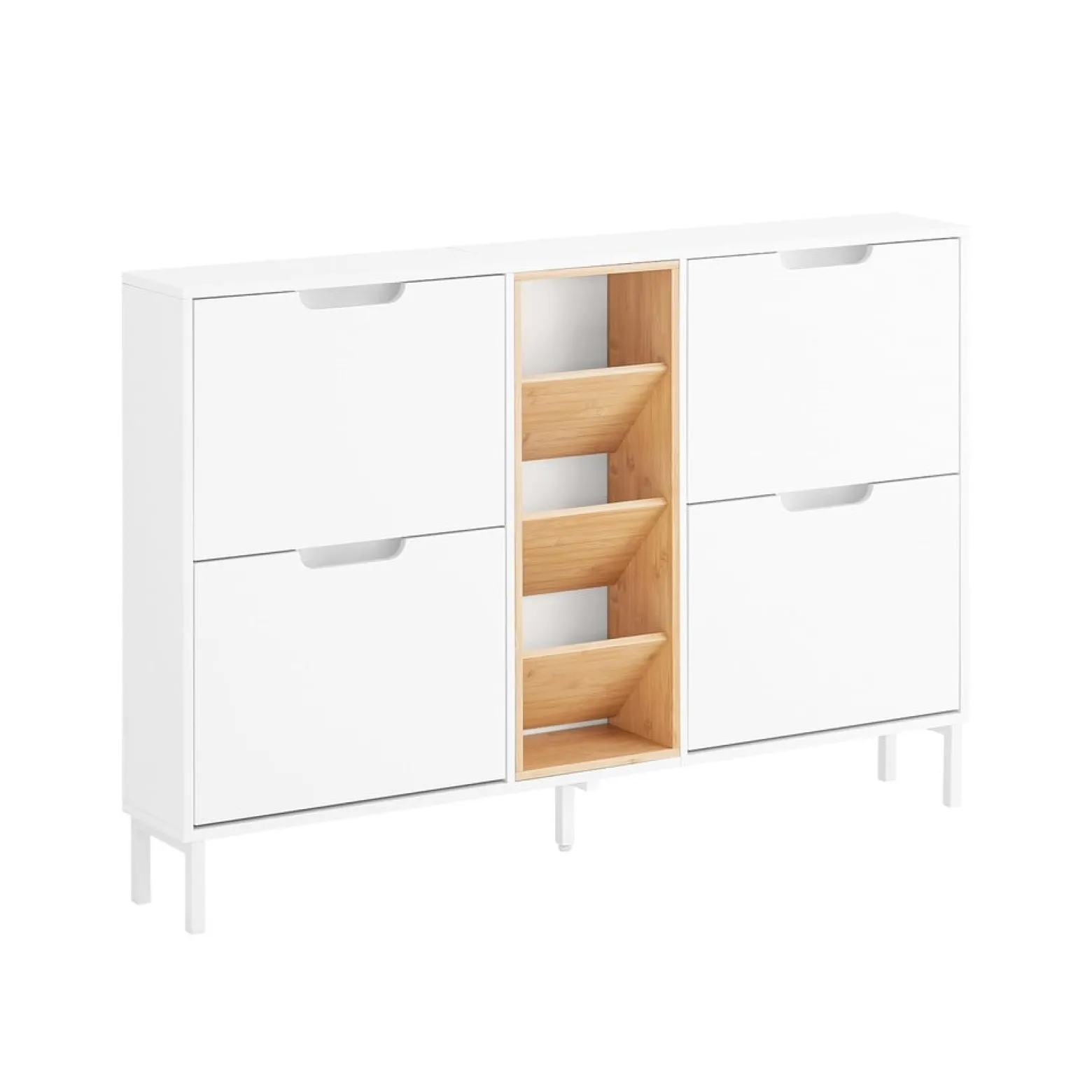 SoBuy Szafka na buty z czterema drzwiczkami 126x19x85.5cm FSR183-NW