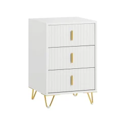 SoBuy Szafka nocna z 3 szufladami Biały 40x40x63cm Nowoczesny FBT115-L-W