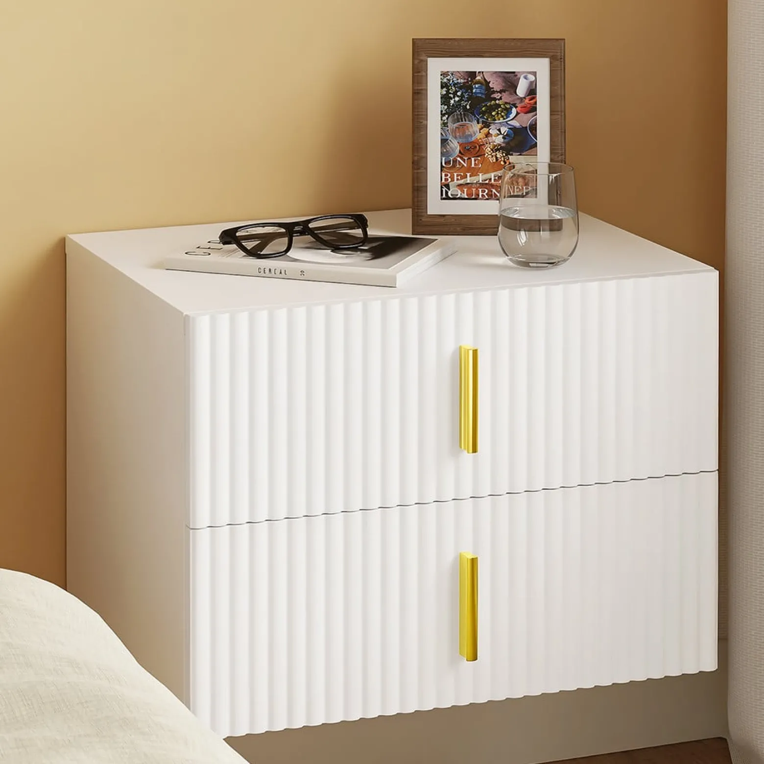 SoBuy Szafka nocna z 2 szufladami Biały 40x30x30 cm FBT177-E-W